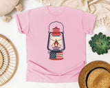 Patriotic Camping Lantern graphic tee in Blossom
