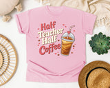 Half Teacher Half Coffee Retro graphic tee in Blossom