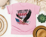 Land Of The Free Because Of The Brave Black graphic tee in Blossom