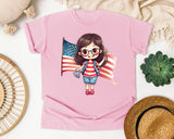 Girl Holding Large Flag graphic tee in Blossom