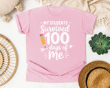 My Students Survived 100 Days Of Me graphic tee in Blossom