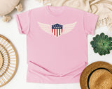 Patriotic Winged Shield graphic tee in Blossom