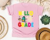 Hello 5th Grade Backpack graphic tee in Blossom