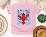 Patriotic Lobster Martini graphic tee in Blossom