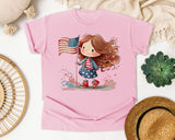 Girl With Flag Running graphic tee in Blossom