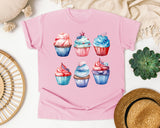 Patriotic Cupcakes Grey graphic tee in Blossom