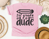 1st Grade Dude White graphic tee in Blossom