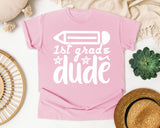 1st Grade Dude White 2 graphic tee in Blossom