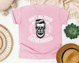 Ain't No Hood Like Fatherhood White graphic tee in Blossom