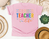 Teacher Life Stacked graphic tee in Blossom