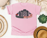 Patriotic Camera Strap graphic tee in Blossom
