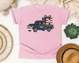 Patriotic Truck With Gifts graphic tee in Blossom