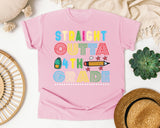 Straight Outta 4th Grade Pencil graphic tee in Blossom