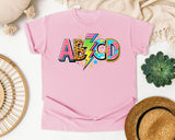 ABCD Leopard Bolt graphic tee in Blossom