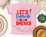 Let's Celebrate America graphic tee in Blossom