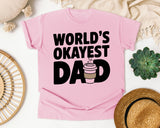 World's Okayest Dad White graphic tee in Blossom