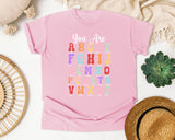 You Are ABC Affirmations graphic tee in Blossom