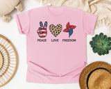 Peace Love Freedom Grey graphic tee in Blossom