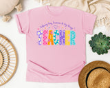 Teacher Helping Tiny Humans Do Big Things graphic tee in Blossom