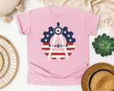 Patriotic Compass Gear Emblem Navy 2 graphic tee in Blossom