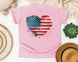 American Flag Heart Grey graphic tee in Blossom