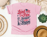 Land Of The Free Because Of The Brave Grey 2 graphic tee in Blossom