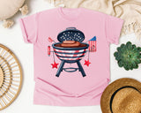 Patriotic BBQ Grill graphic tee in Blossom