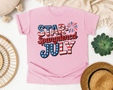 Star Spangled July Grey graphic tee in Blossom