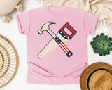 Patriotic Hammer And Saw graphic tee in Blossom