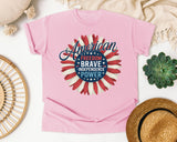 American Freedom Brave Independence Power graphic tee in Blossom