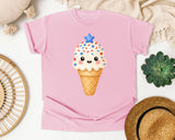 Patriotic Ice Cream Cone Gold graphic tee in Blossom