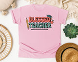 Blessed Teacher Grey graphic tee in Blossom