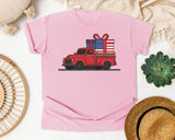 Red Truck With Flag Gift graphic tee in Blossom