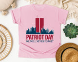 Patriot Day We Will Never Forget Red graphic tee in Blossom