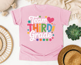 Team Third Grade graphic tee in Blossom