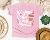 100 Days Of Coffee Teach Repeat graphic tee in Blossom