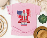 We Will Never Forget Patriot Day Red graphic tee in Blossom