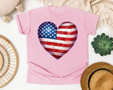 American Flag Heart Red 3 graphic tee in Blossom