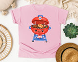Patriotic Barbecue Grill graphic tee in Blossom