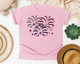 Patriotic Fireworks Burst graphic tee in Blossom