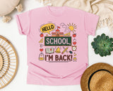 Hello School Im Back graphic tee in Blossom