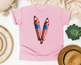 Patriotic Firework Rockets graphic tee in Blossom