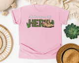 My Daddy Is My Hero Brown graphic tee in Blossom