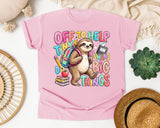 Off To Help Tiny Humans Do Big Things Sloth graphic tee in Blossom