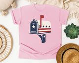 Patriotic US Mail Box graphic tee in Blossom