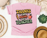 Thanks For Being My Teacher White graphic tee in Blossom