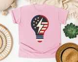 Patriotic Light Bulb Navy graphic tee in Blossom
