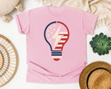 Patriotic Light Bulb Red graphic tee in Blossom