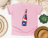 Patriotic Champagne Bottle graphic tee in Blossom