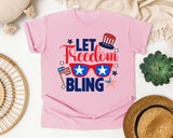 Let Freedom Bling Navy graphic tee in Blossom